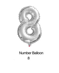 Balon foliowy cyfra 8 srebrny 80cm - 32"