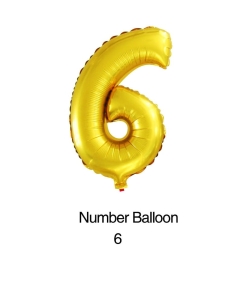 Balon foliowy cyfra 6 złoty 80cm - 32"