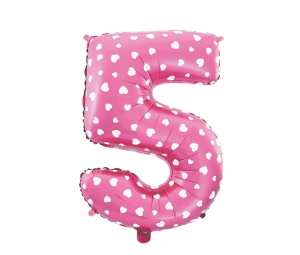 Balon foliowy cyfra 5 różowy 80cm - 32"