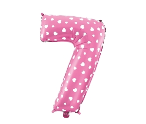 Balon foliowy cyfra 7 różowy 80cm - 32"