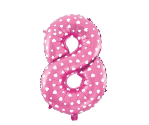 Balon foliowy cyfra 8 różowy 80cm - 32"