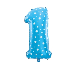 Balon foliowy cyfra 1 niebieski 80cm - 32"