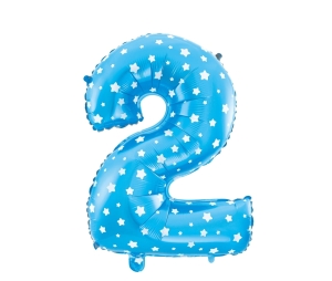 Balon foliowy cyfra 2 niebieski 80cm - 32"