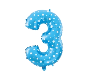 Balon foliowy cyfra 3 niebieski 80cm - 32"