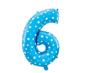 Balon foliowy cyfra 6 niebieski 80cm - 32"