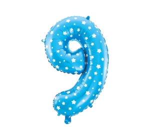Balon foliowy cyfra 9 niebieski 80cm - 32"