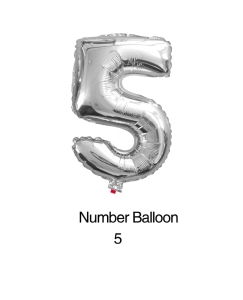 Balon foliowy cyfra 5 srebrny 100cm