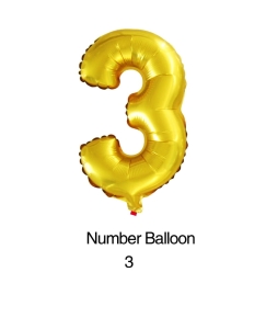 Balon foliowy cyfra 3 złoty 100cm