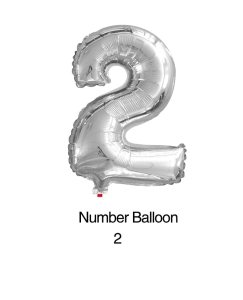 Balon foliowy cyfra 2 srebrny 40cm - 16"