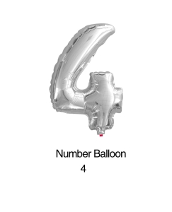Balon foliowy cyfra 4 srebrny 40cm - 16"