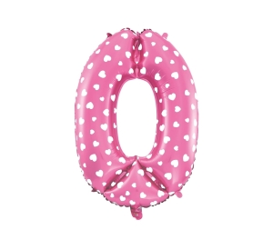 Balon foliowy cyfra 0 różowy 40cm - 18"