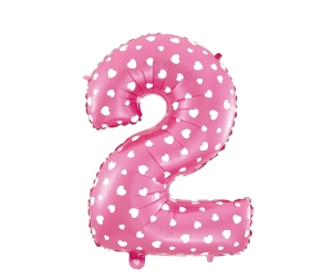 Balon foliowy cyfra 2 różowy 40cm - 18"