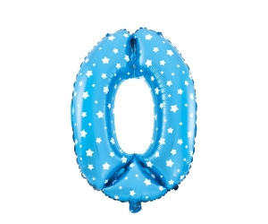 Balon foliowy cyfra 0 niebieski 40cm - 18"